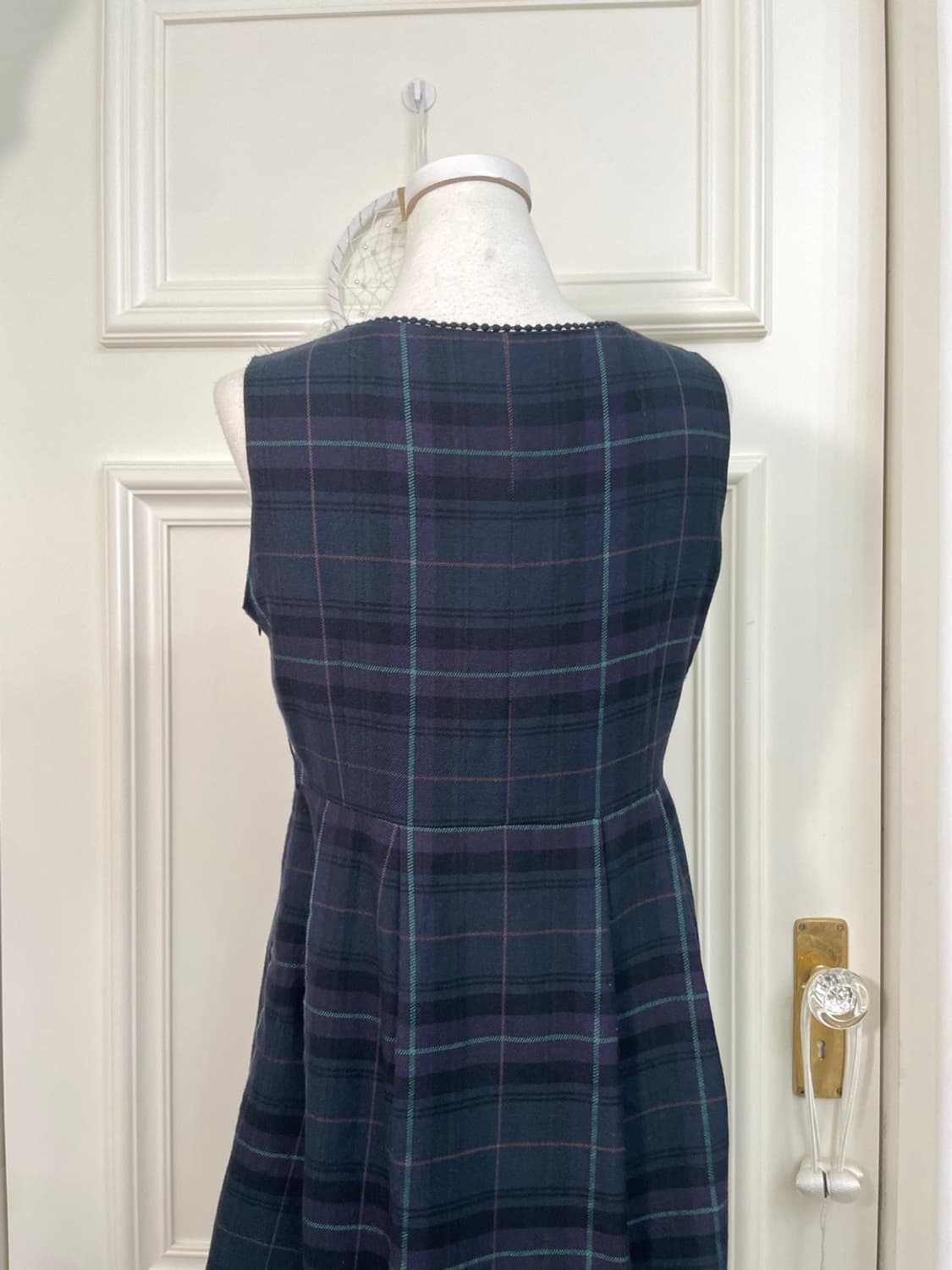 navy check pleats midi opc 상품이미지4
