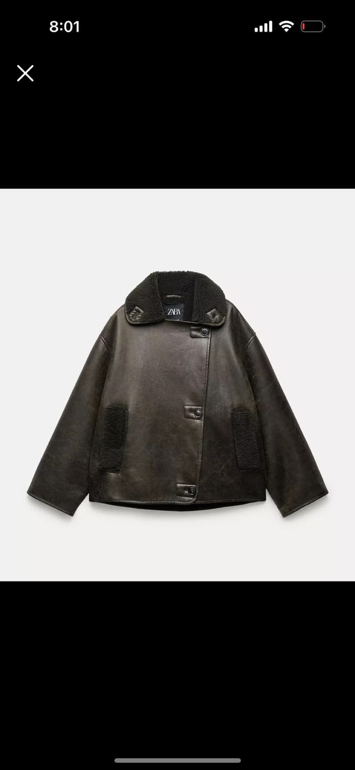 자라 ZW COLLECTION 오버핏 더블 무스탕 점퍼 S 상품이미지1