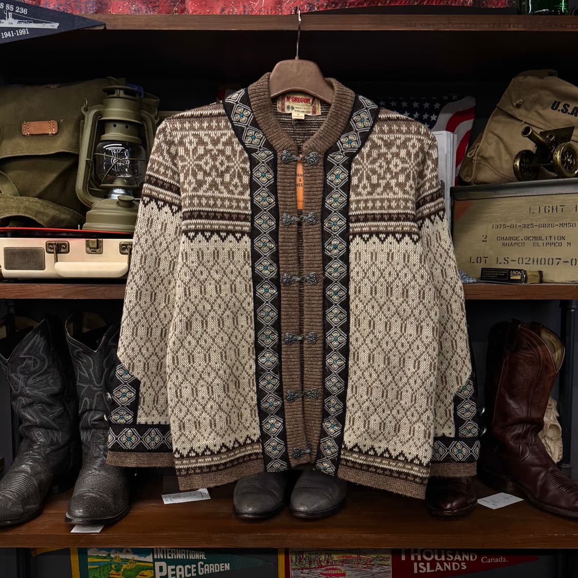 90s McGREGOR 맥그리거 네이티브 패턴 노르딕 버클 니트 상품이미지1