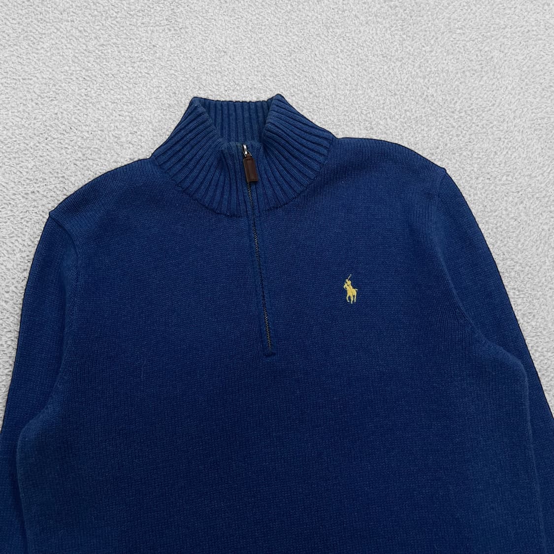 폴로 랄프로렌 포니 로고 코튼 반집업 니트 블루 상품이미지2