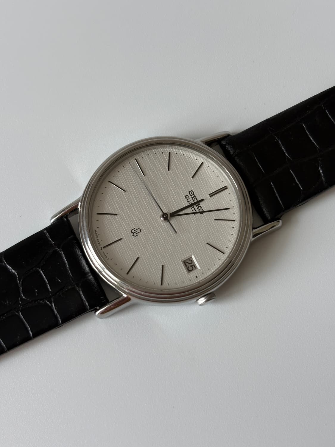 1980년대 Chariot 텍스쳐 다이얼 실버 쿼츠 남성  상품이미지3