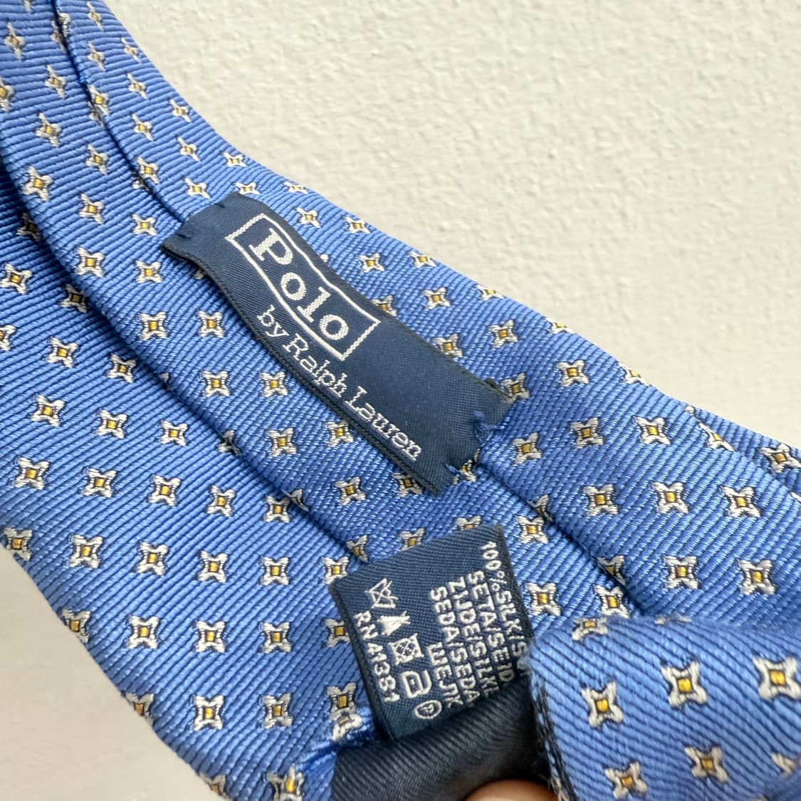 made italy 폴로 랄프로렌 실크100 블루 패턴 넥타이 상품이미지3