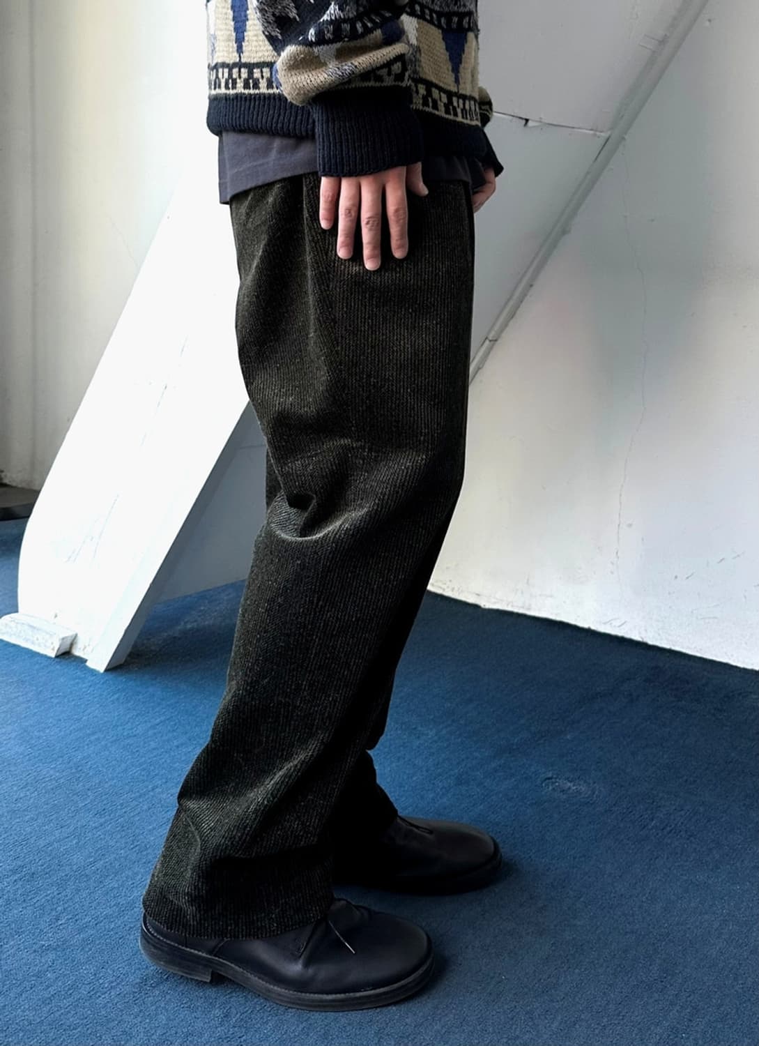 Cord design 2 tuck wide pants 상품이미지10