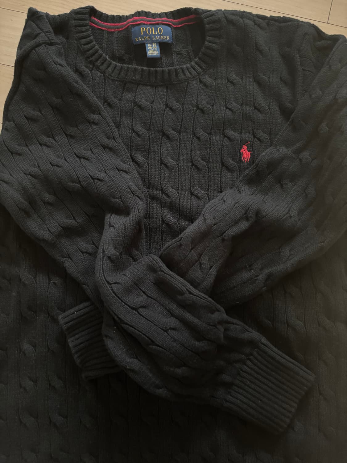 폴로 보이즈 케이블니트 XL 블랙 상품이미지2