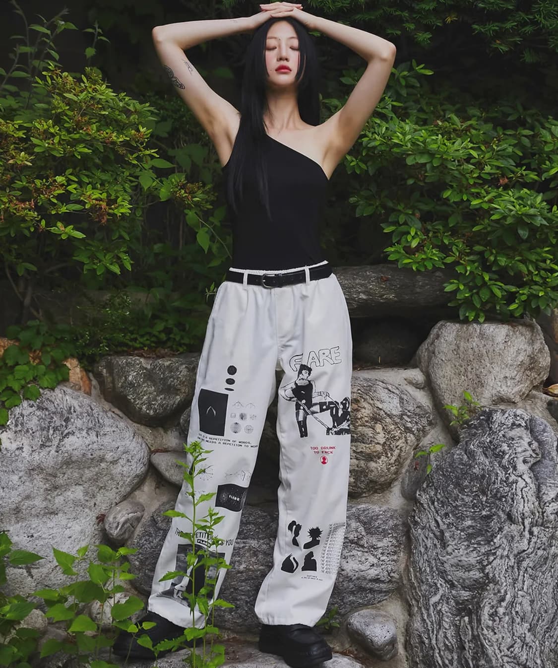 플레어업 아트 워커 팬츠 바지 오프 화이트 2 상품이미지4