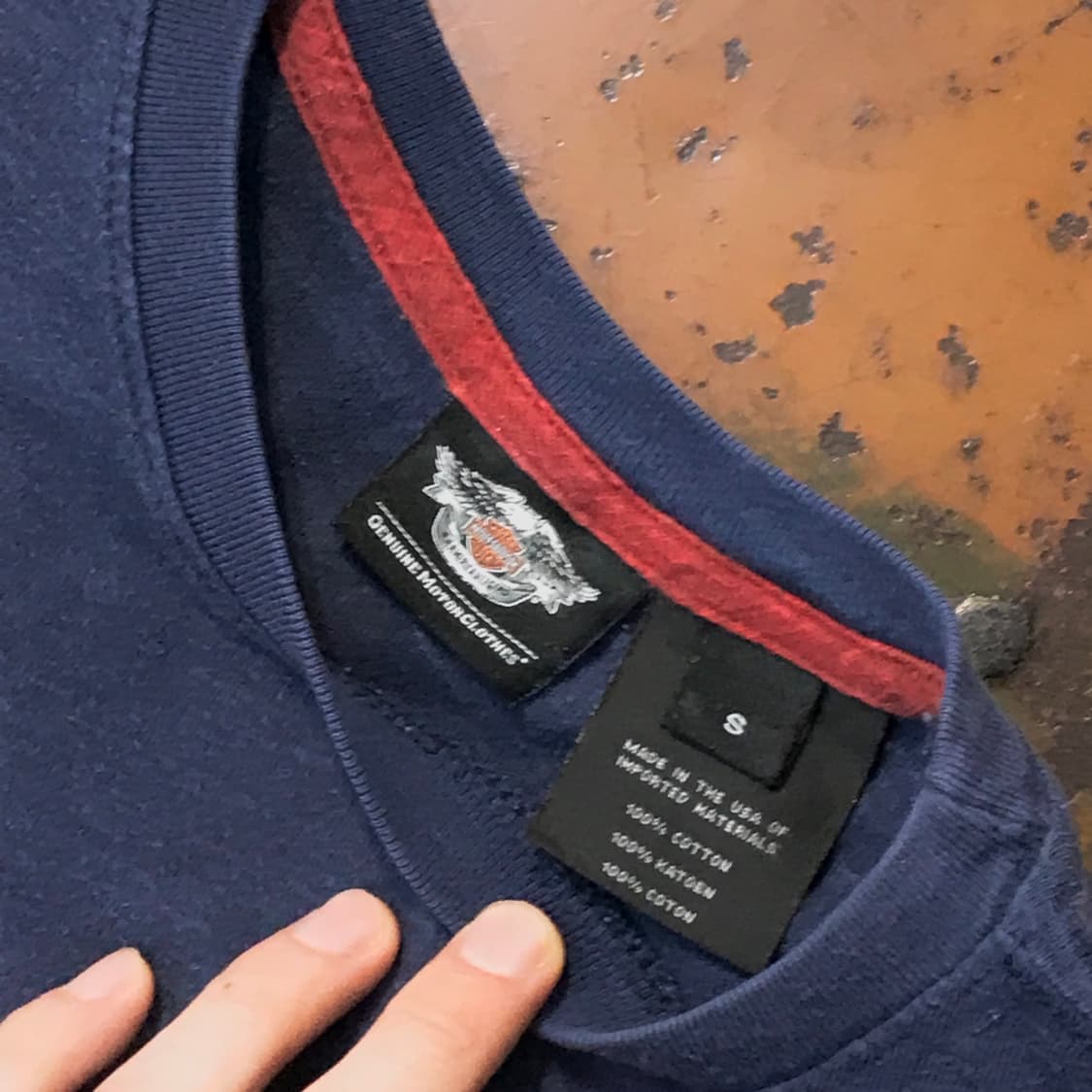 할리데이비슨 성조기 프린팅 네이비 숏 슬리브 남성 102 여성 루즈핏 상품이미지5