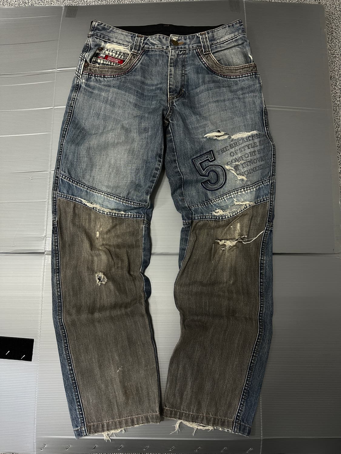 후부 올드스쿨 데미지 데님 팬츠 바지 상품이미지1