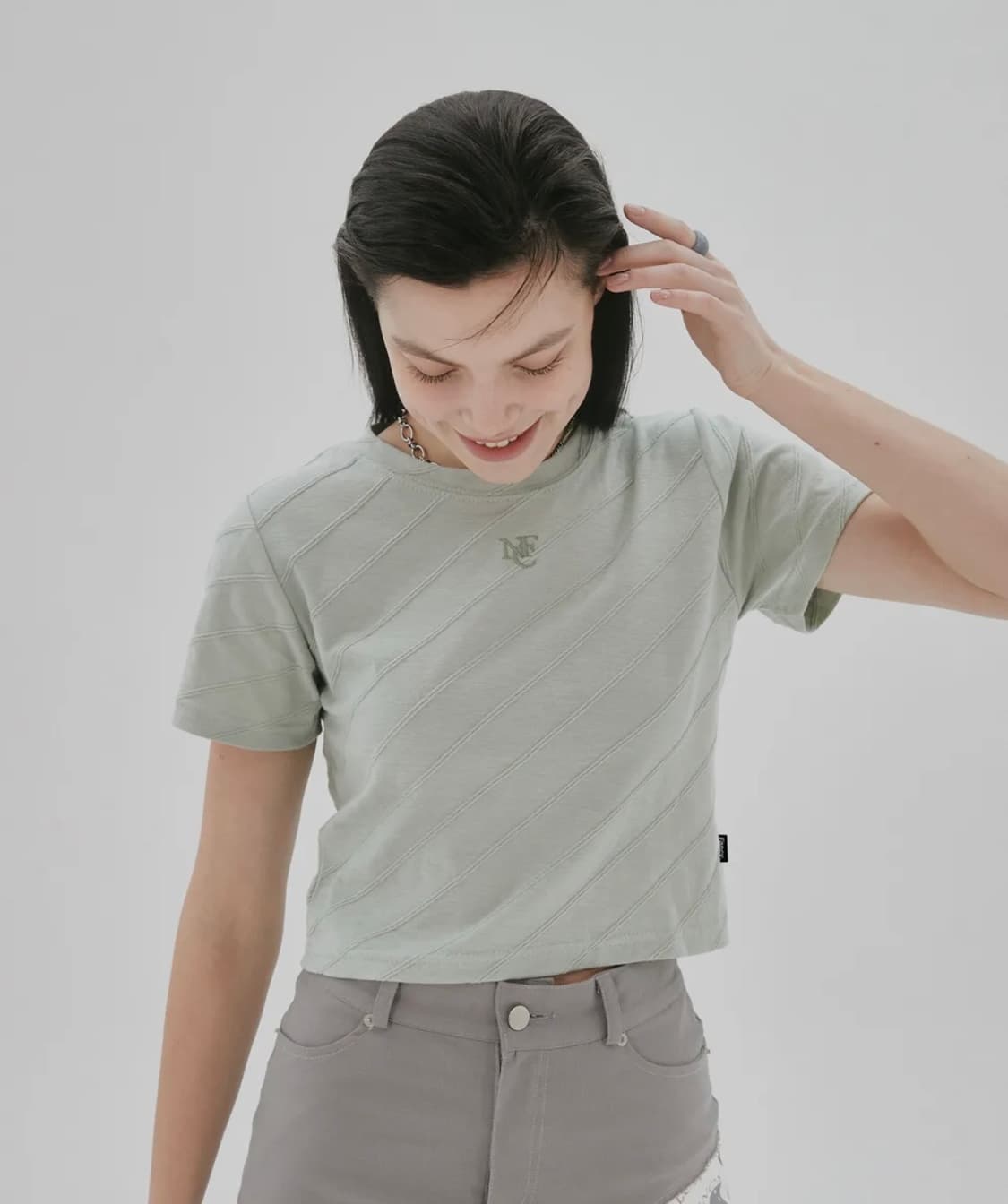 네스티팬시클럽 | NFC 다이애그널 라인 티 민트 상품이미지1