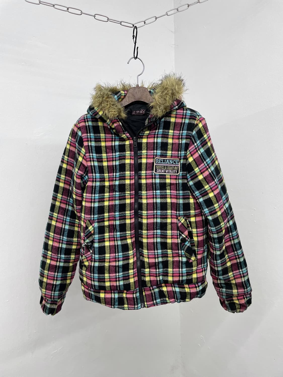 키치 체크 패치 패딩 자켓 상품이미지4