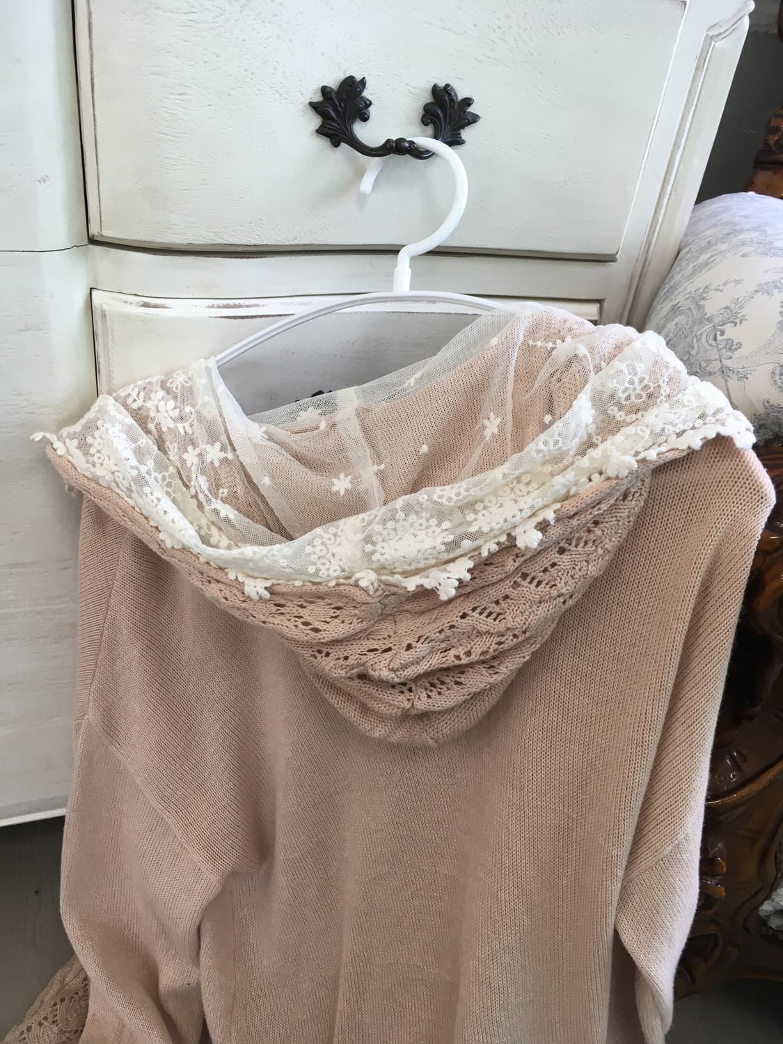 earth music pink beige lace cardigan 상품이미지7