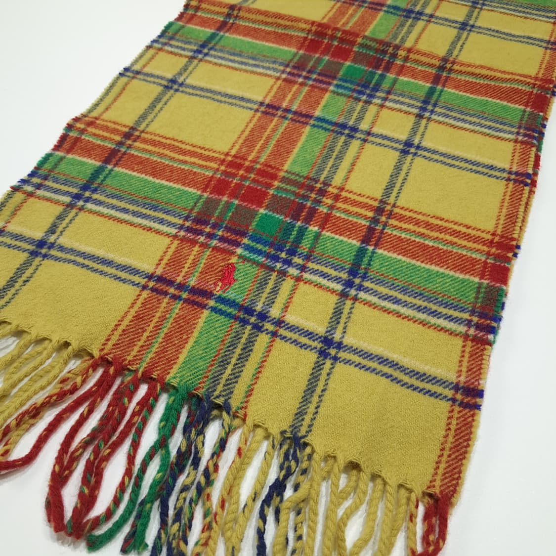 MX574 폴로 90s 이태리판 램스울 타탄체크 옐로우 머플러 목도리 상품이미지3