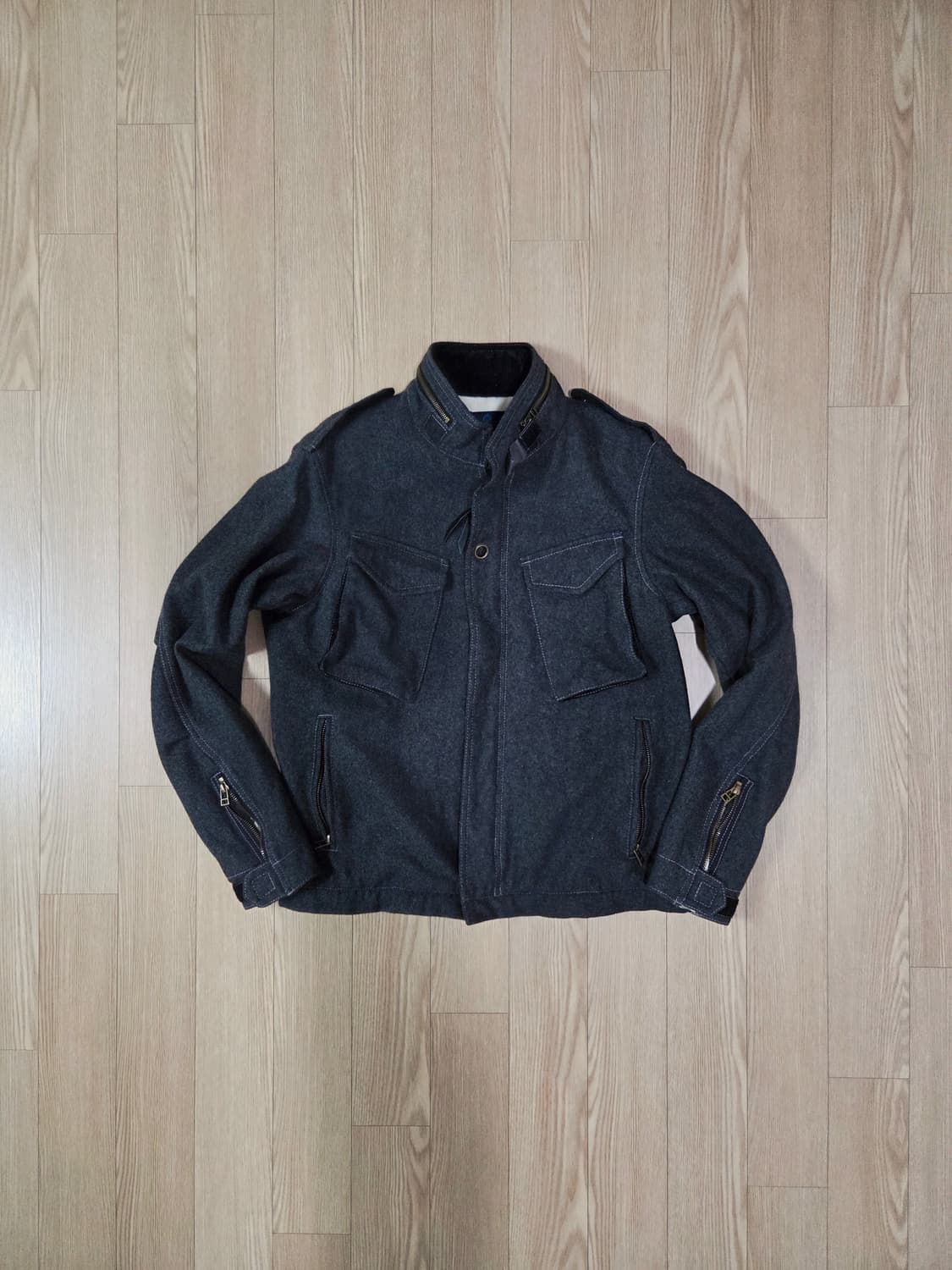 KU JAPAN 차콜 그레이 디테일 울 재킷 상품이미지1