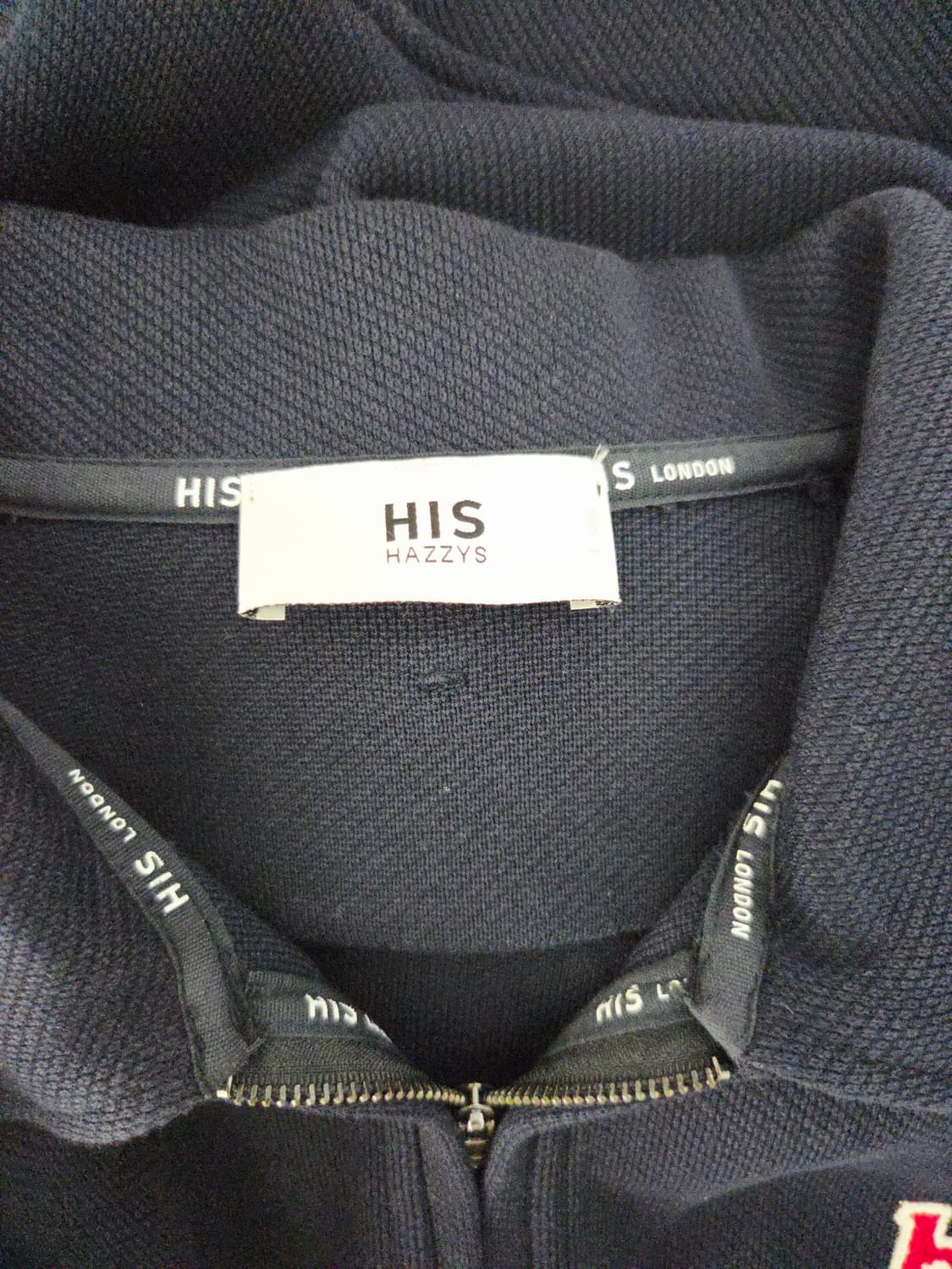 HIS HAZZYS 히스 헤지스 네이비 카라 반집업 맨투맨 상품이미지6