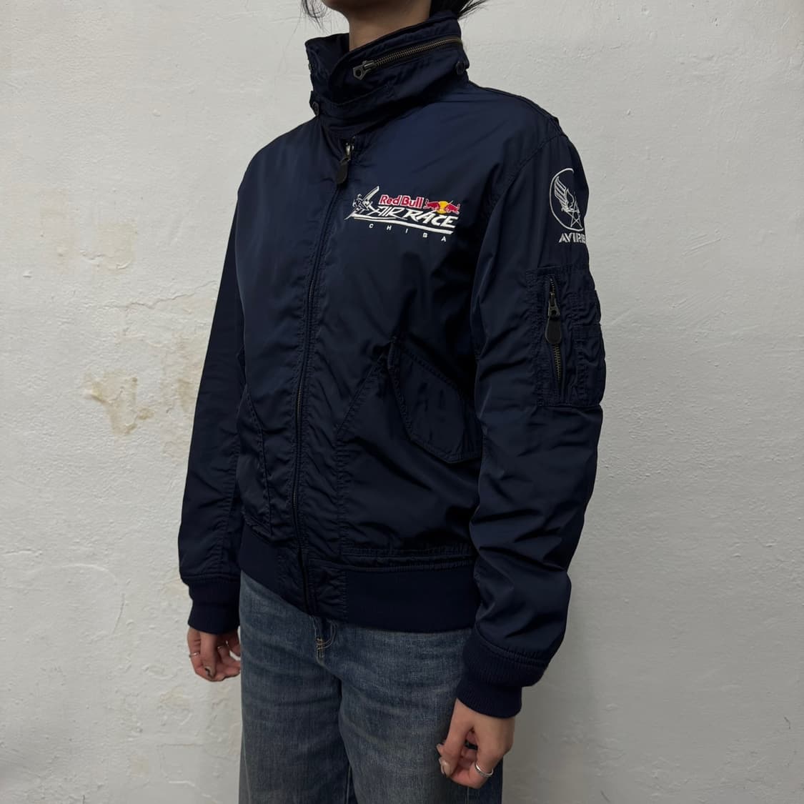 아비렉스 네이비 2017 레드불 치바 레이스쇼 2way 플라이트 자켓 상품이미지2