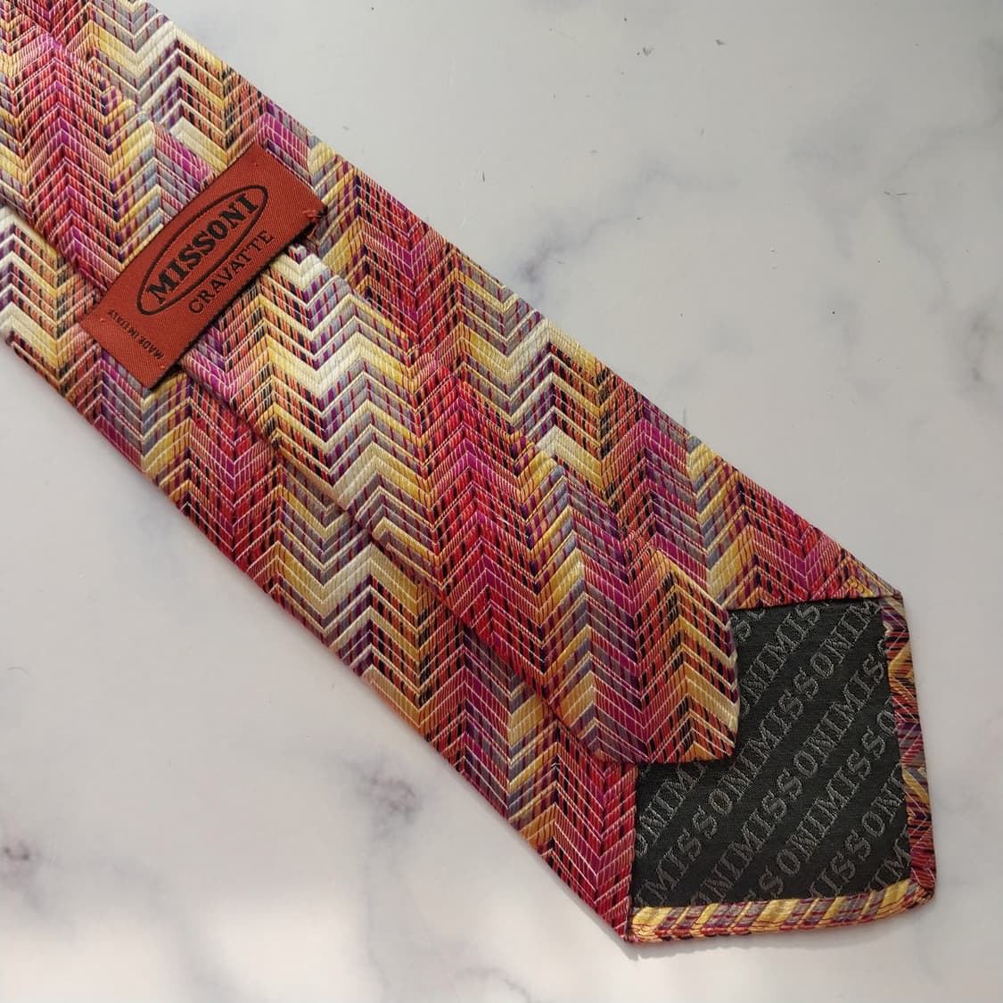 미쏘니 실크  멀티 헤링본 지그재그 넥타이 9.3cm A+등급 K2122 상품이미지6