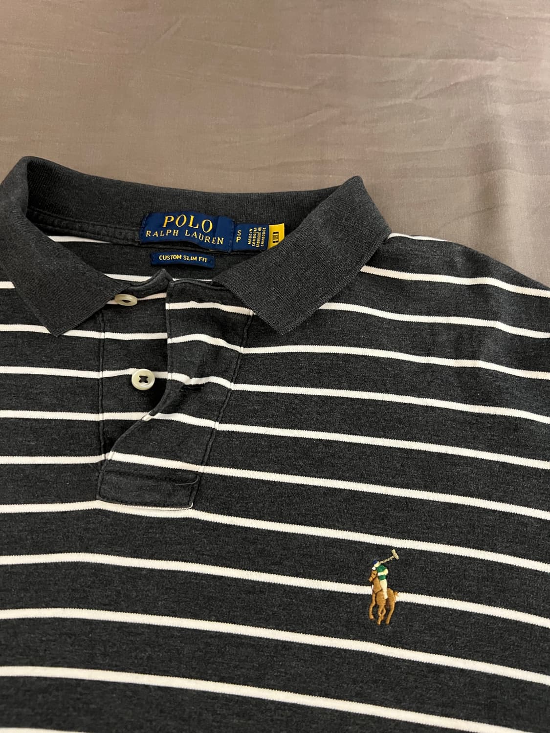 폴로 랄프로렌 줄무늬 차콜 카라티 s 상품이미지3