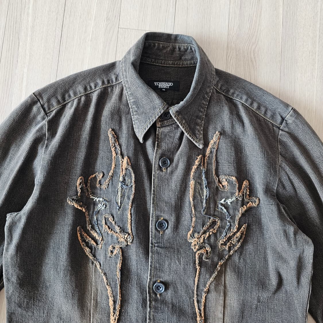 우먼 M ) 토네이도 마트 웨스턴 패턴 셔츠 자켓 셔켓 브라운 상품이미지3