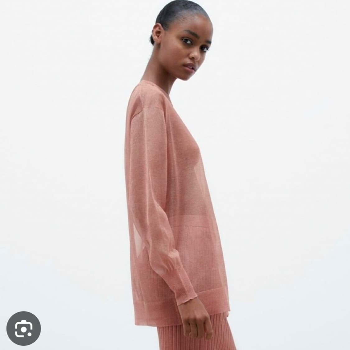 (새상품) ZARA 자라 글리터 시스루 맨투맨 로즈핑크컬러 L 상품이미지3