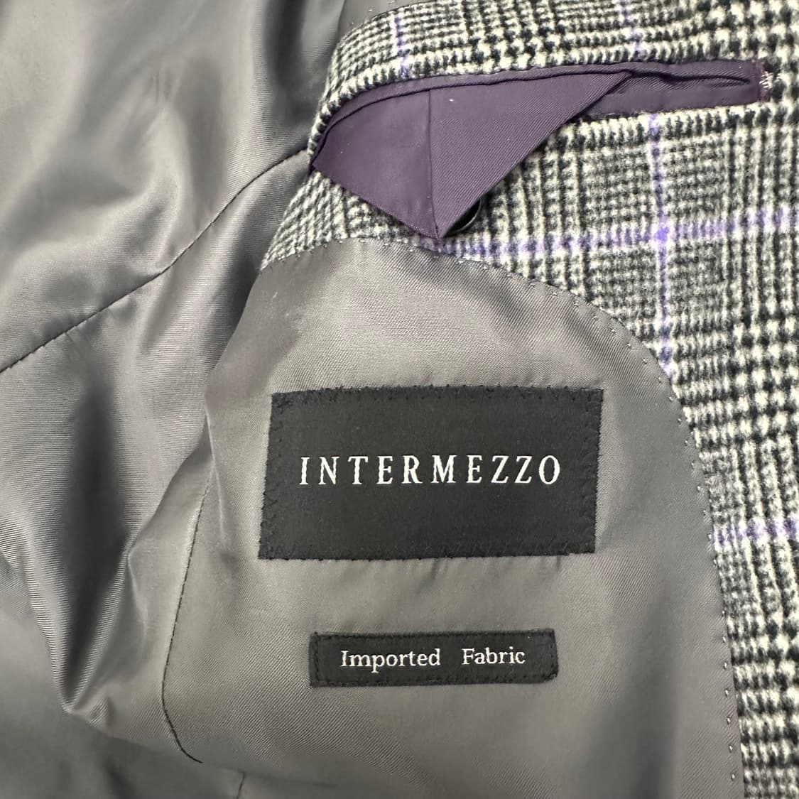 INTERMEZZO 인터메조 체크 블레이저 울 양가죽 정장 자켓 L 상품이미지8