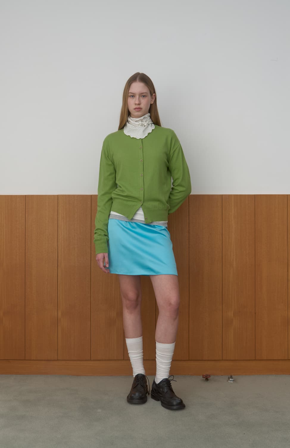 마조네 새틴 스커트 블루 M 상품이미지3