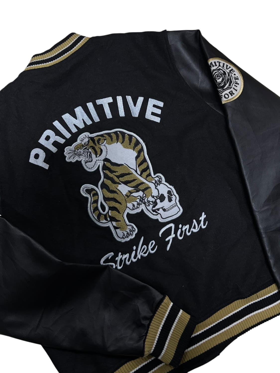 90s 빈티지 스컬&타이거 패치 리얼레더 바시티 상품이미지4