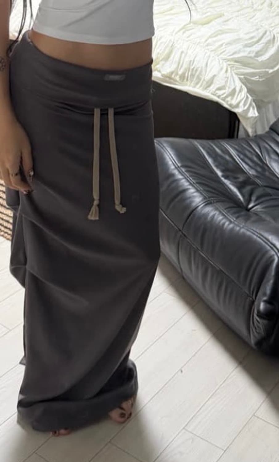 ODOR 오도어 져지 셔링 스커트 그레이 상품이미지2