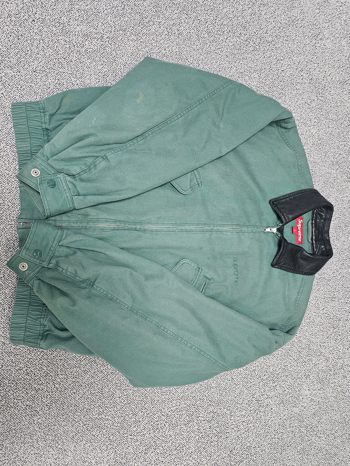 23fw 슈프림 레더 칼라 유틸리티 자켓 그린 상품이미지1