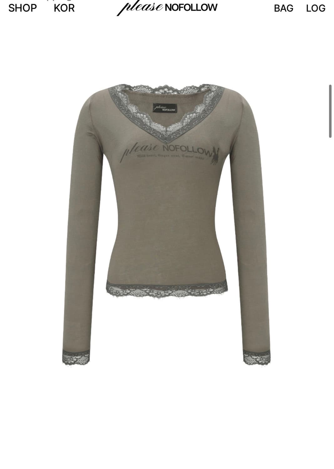 플리즈노팔로우Kane Lace Long Sleeve Top (Khaki) 상품이미지1