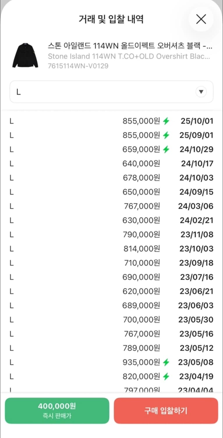 스톤아일랜드 114WN 올드이펙트 오버셔츠 블랙 L 상품이미지6