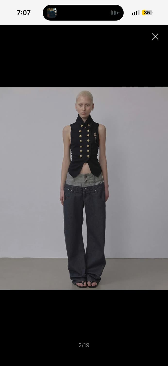 스컬프터) Beaded Layered Denim Pants 그레이 상품이미지1