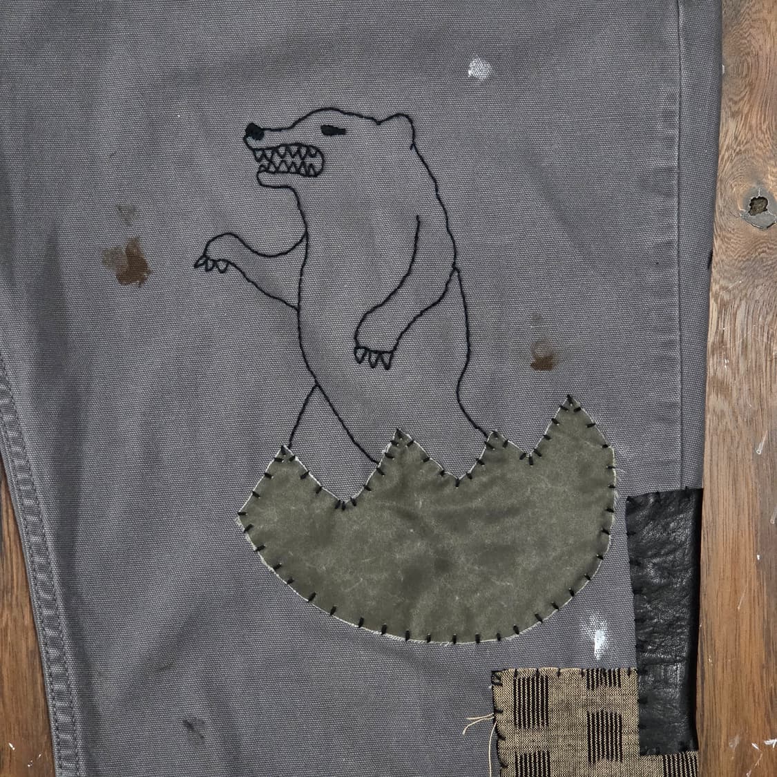 S.O/ 패치워크, 자수 커스텀 팬츠 상품이미지4