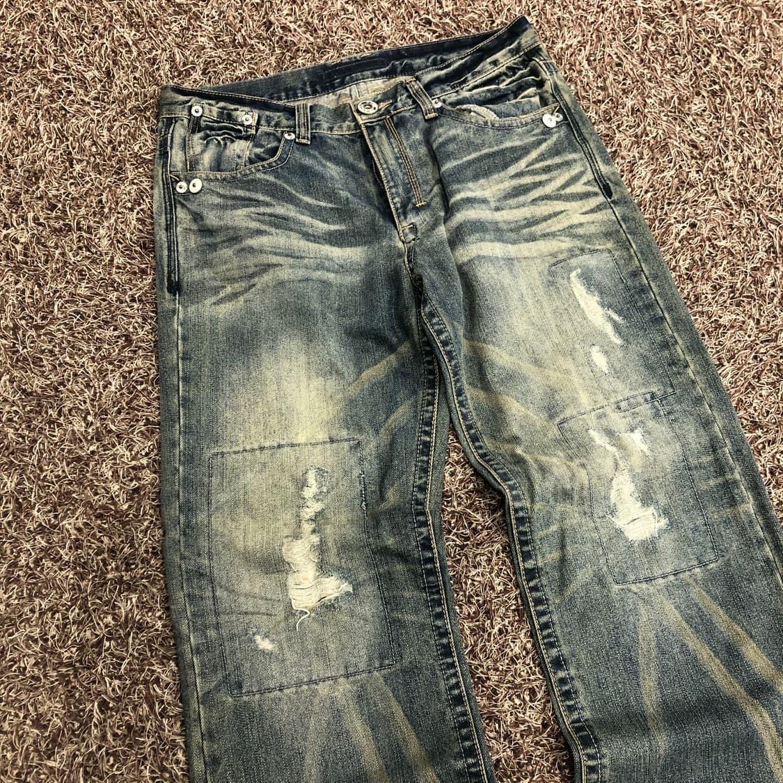 빈티지 데미지 워시드 디스트로이드 데님 팬츠 상품이미지2