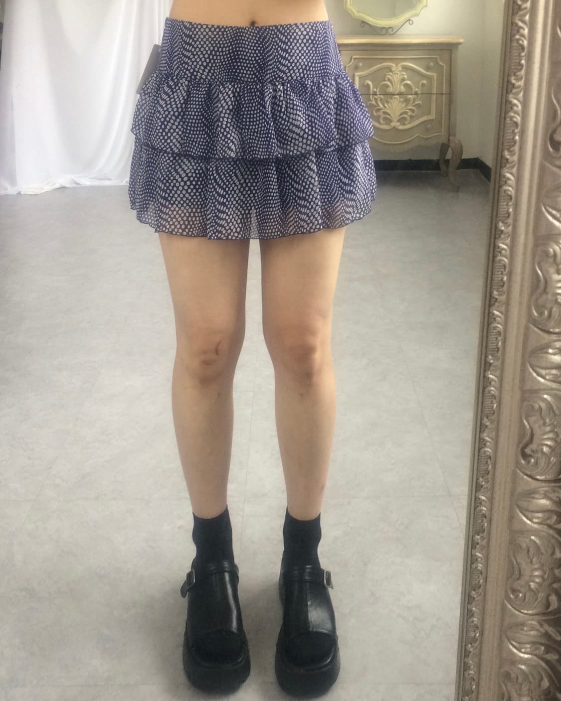 Dot pattern layer mini skirt 상품이미지3