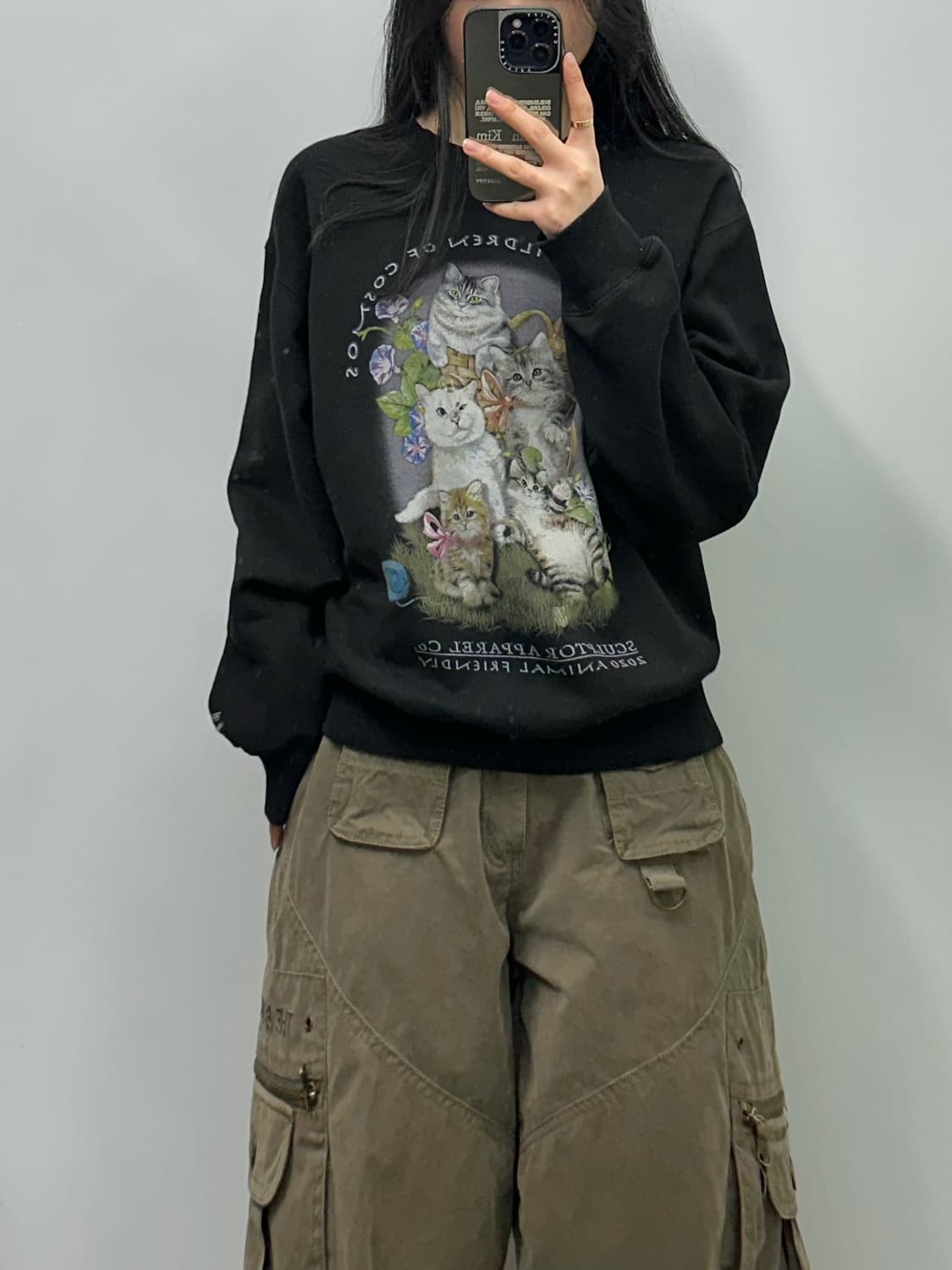 스컬프터 키티 프렌즈 블랙 맨투맨 상품이미지1