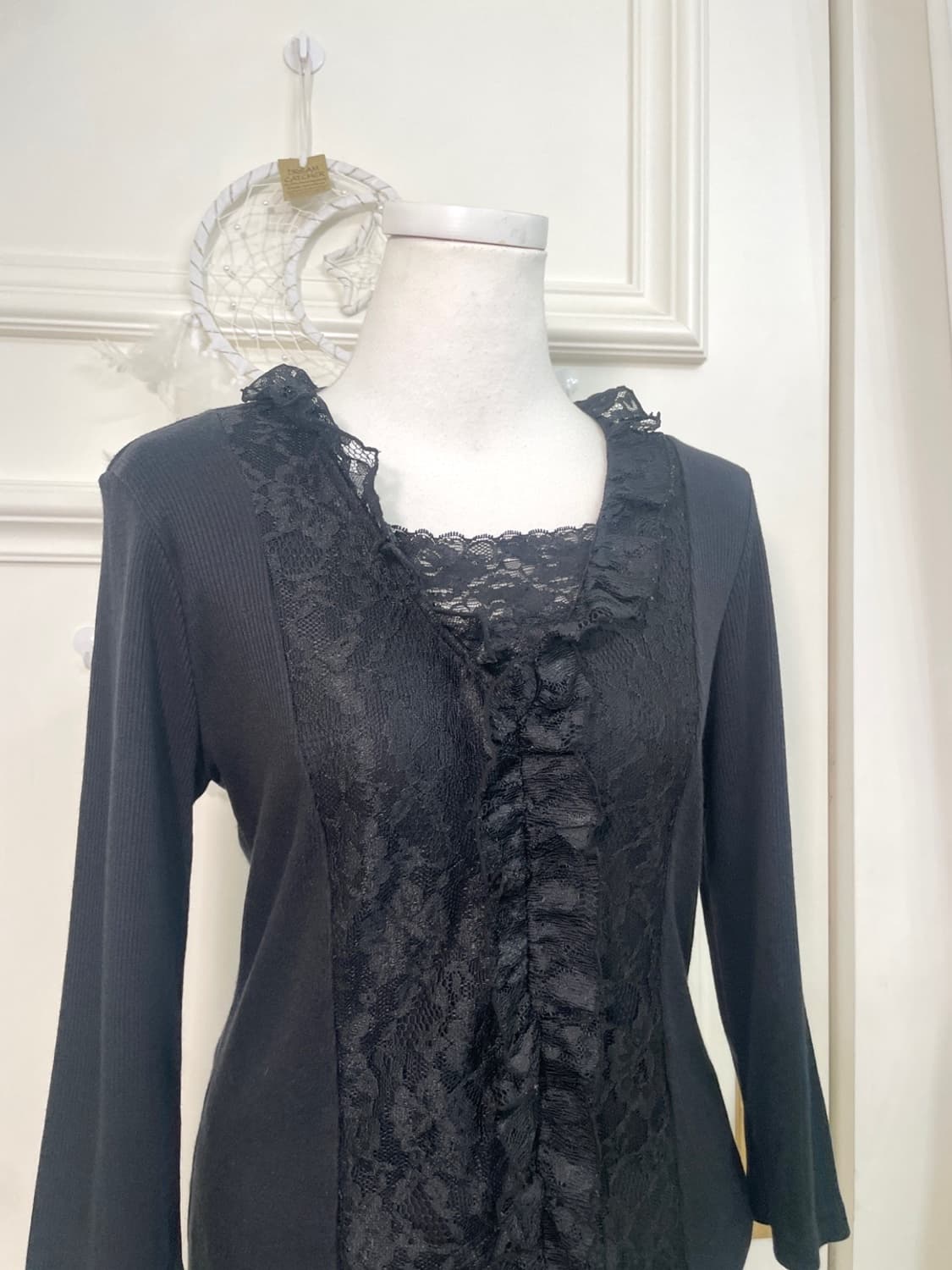black lace ruffle knit top(size-L) 상품이미지6