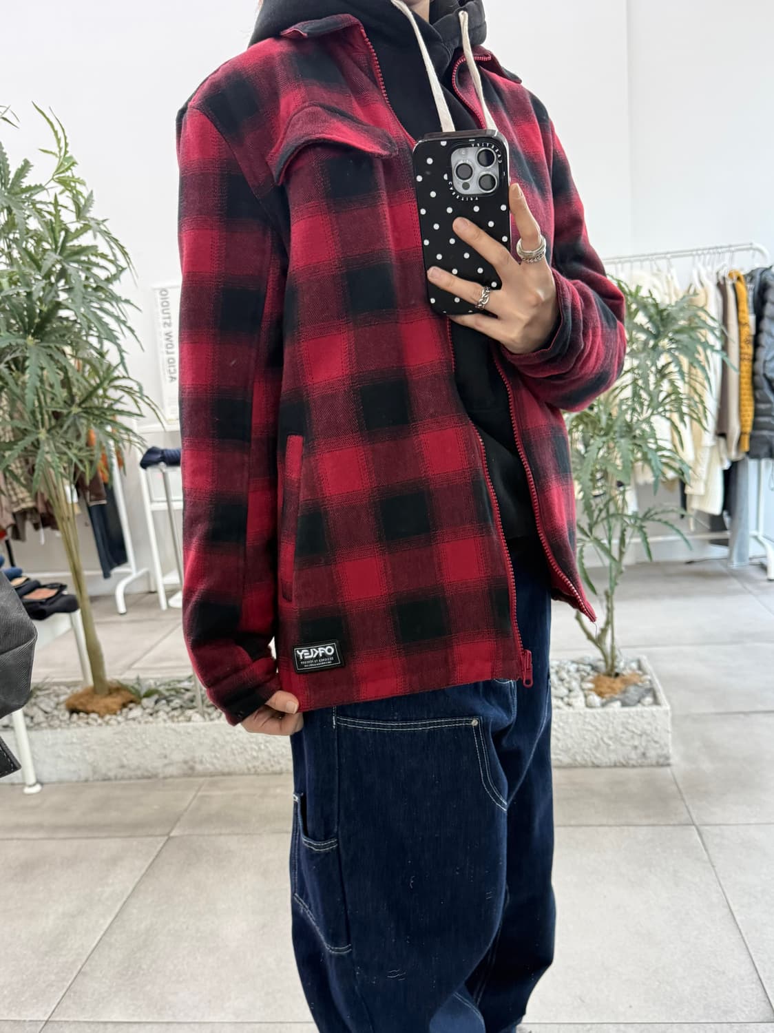 오클리 레드체크 리버시블 카라 점퍼 상품이미지3