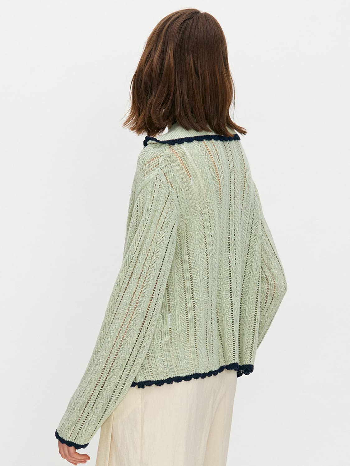 비뮤즈맨션 스카치 세일러 니트가디건 포그그린 상품이미지3