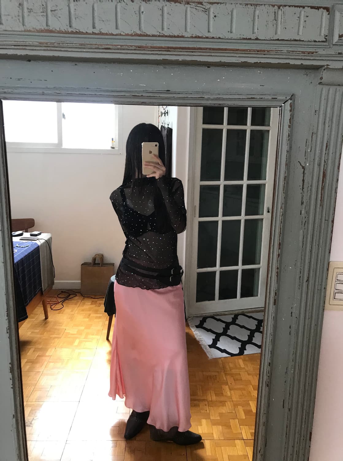 vintage see-through spangle mash top 상품이미지5