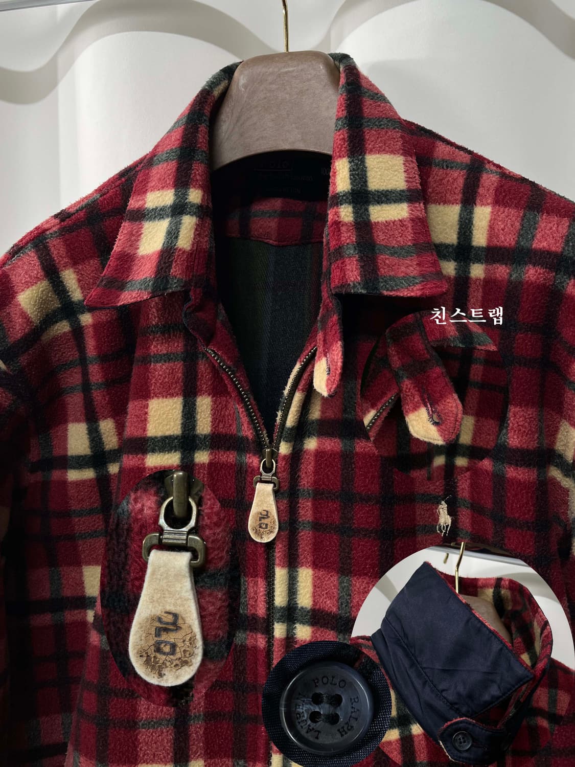 90's 폴로 랄프로렌 타탄 블랙와치 플리스 스윙탑 자켓 상품이미지4