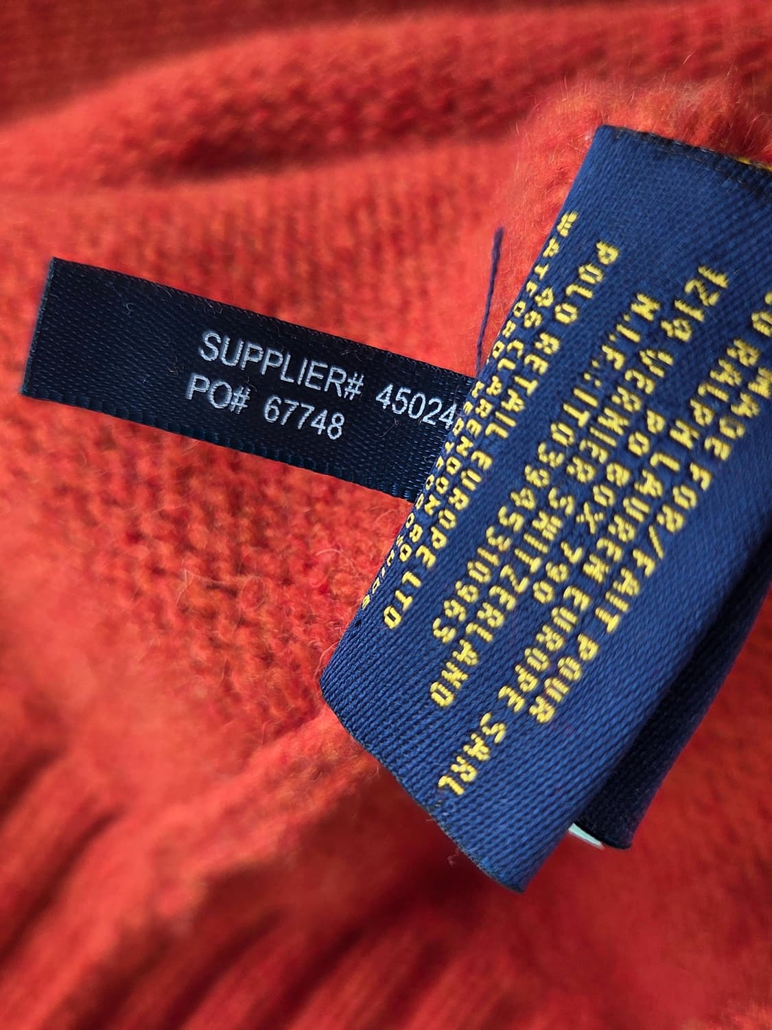 랄프로렌 럭비 숄카라 울 니트 오렌지 S 상품이미지6