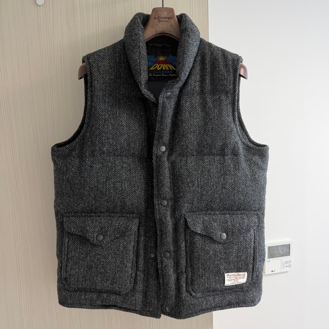 에디바우어 헤링본 해리스  트위드 울 구스다운 베스트 패딩조끼 M 상품이미지1