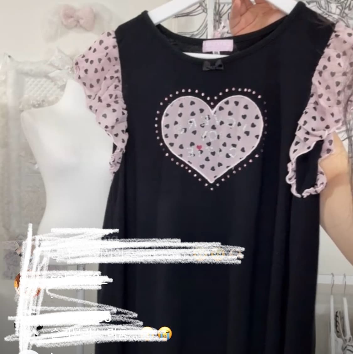 히메갸루 블랙핑크 하트 반팔 티셔츠 상품이미지2