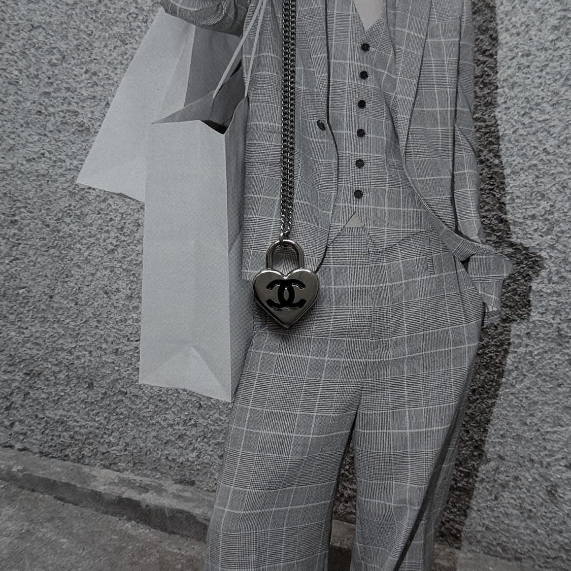 샤넬 미러 실버 하트락 목걸이 상품이미지1