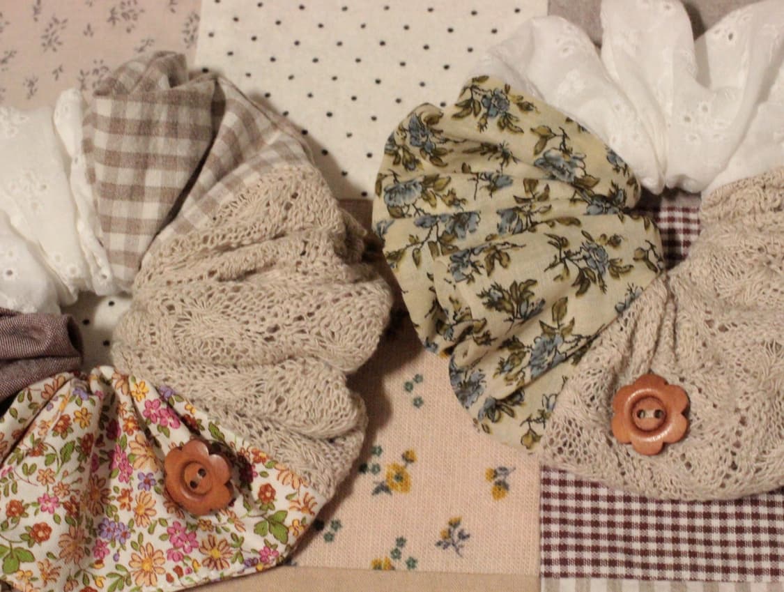 핸드메이드 펀칭레이스 패치워크 스크런치 상품이미지8