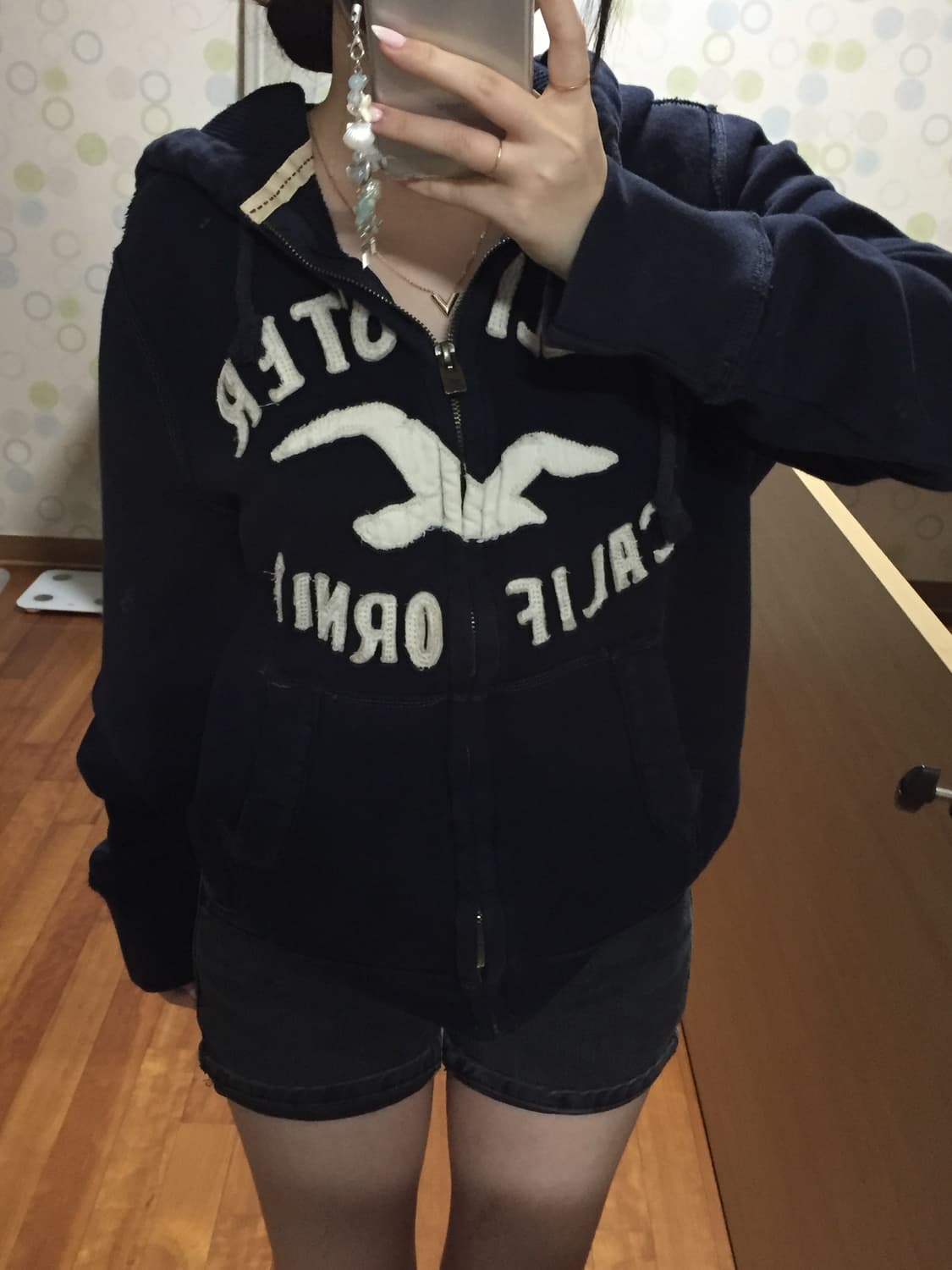 홀리스터 빅로고 딥 네이비 후드집업 상품이미지1
