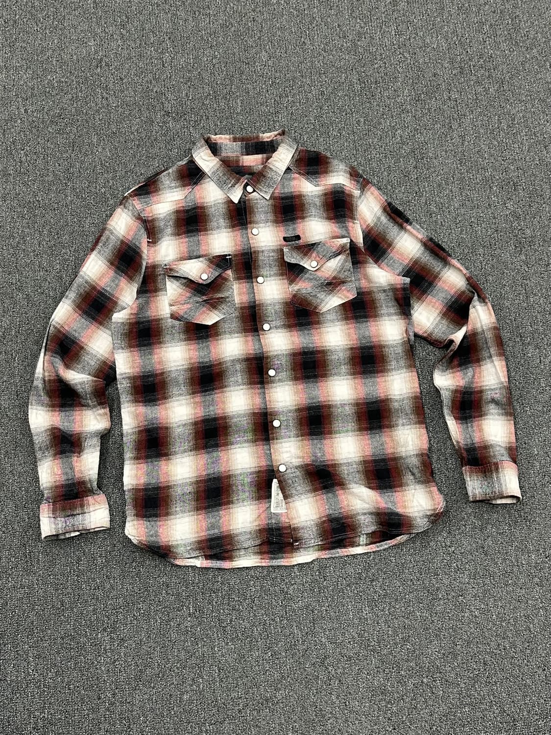 L)할리데이비슨 vintage 여성 체크 웨스턴 긴팔셔츠 상품이미지1