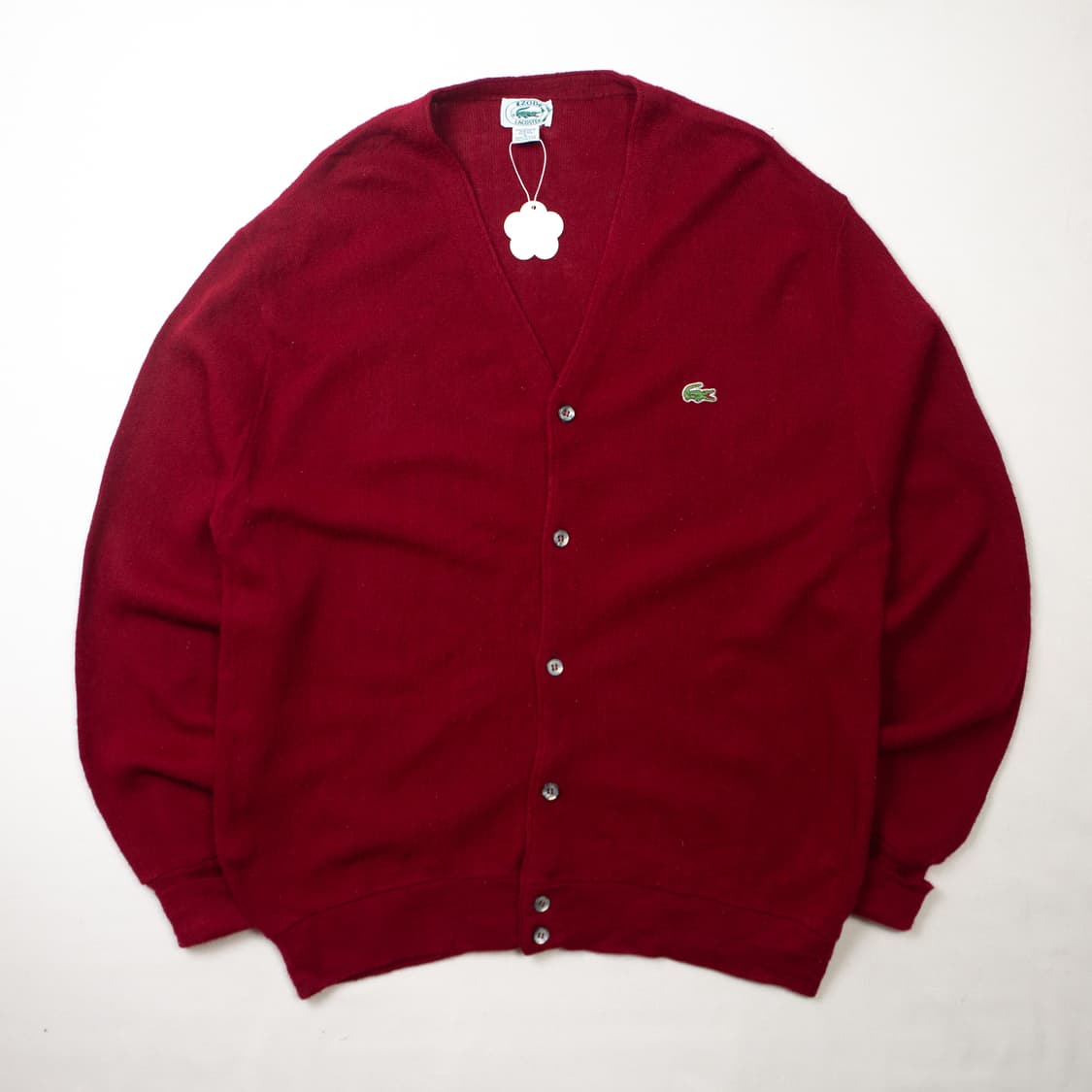 80s IZOD 라코스테 아크릴 가디건 버건디 상품이미지1