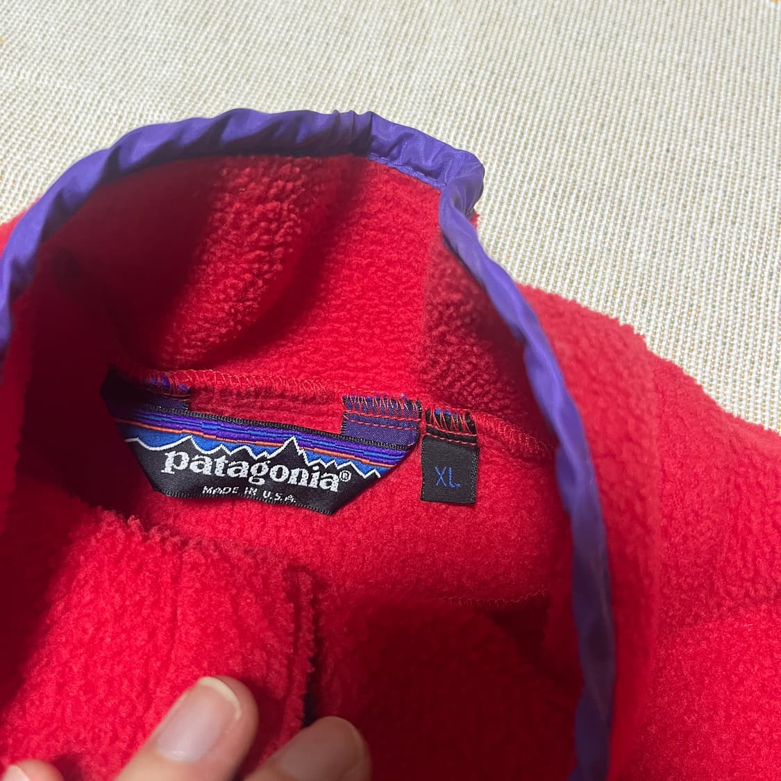 80s USA 파타고니아 신칠라 스냅티 XL 레드 상품이미지6
