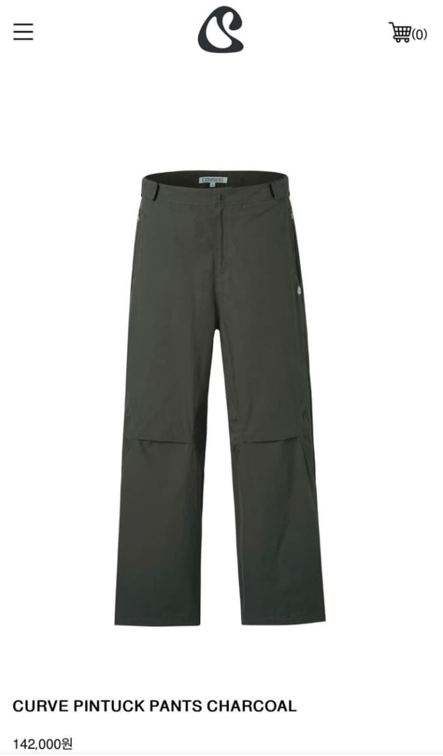 코이세이오 커브 핀턱 팬츠 차콜 1사이즈 상품이미지1