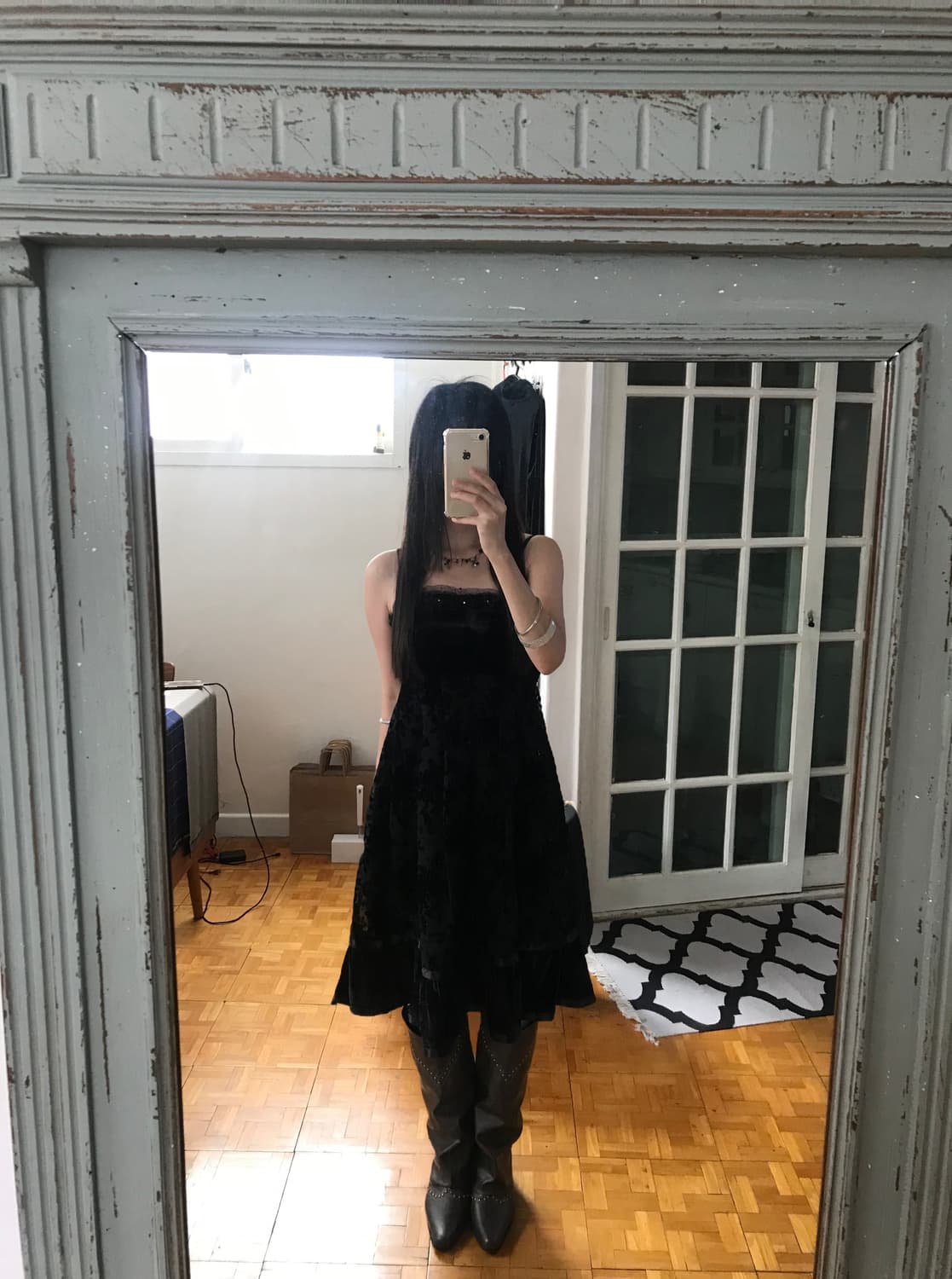  vintage pattern velvet one-piece 상품이미지6